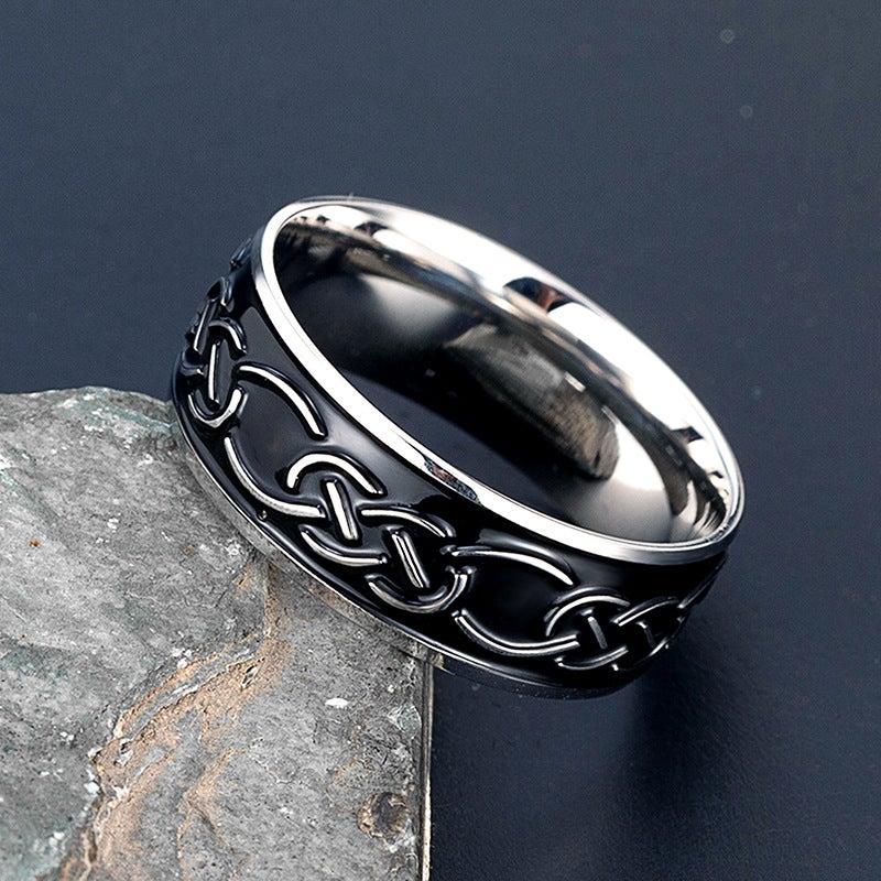 Direct Selling Stainless Steel Simple Knot Pattern Titanium Steel Ring Men And Women Personality Punk Retro Ring - Image 3